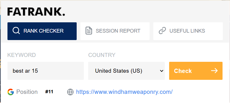 Windham Weaponry Google ranking - position 11